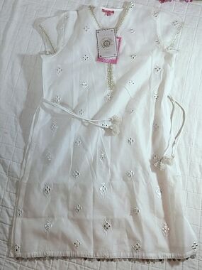 Biba White Tunic with Silver Embellished Trim